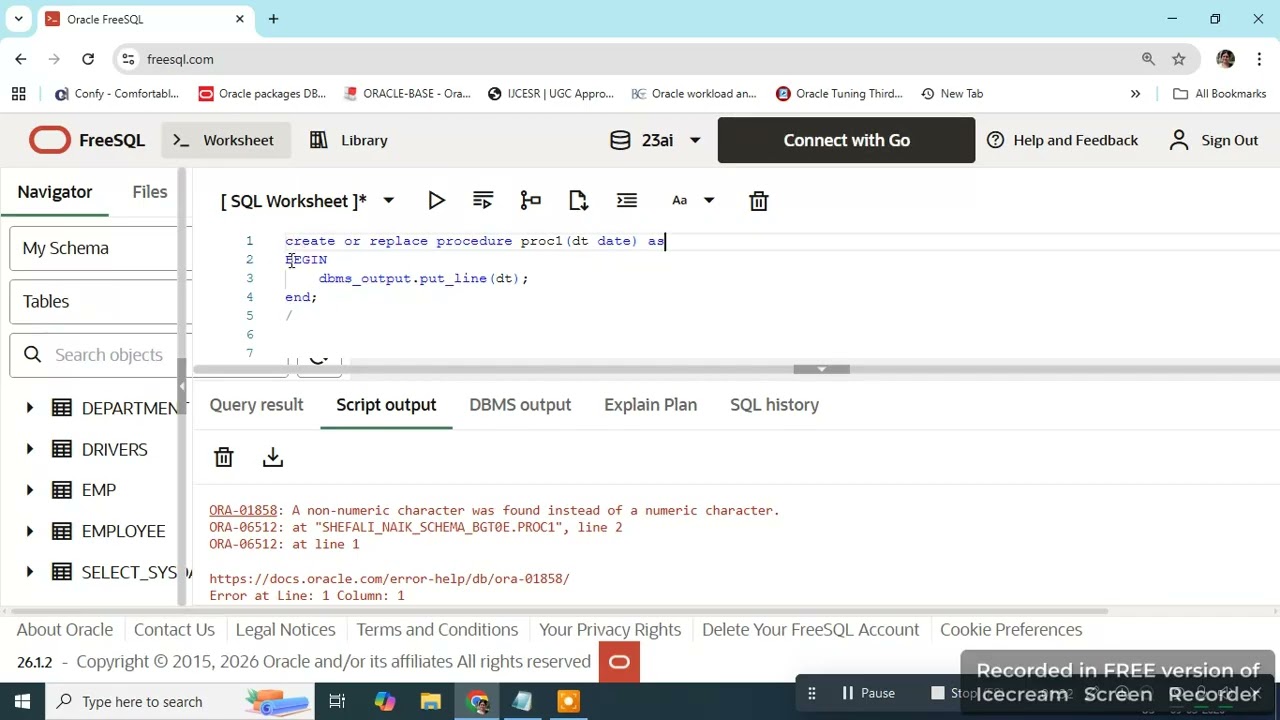 using date as a parameter in procedure