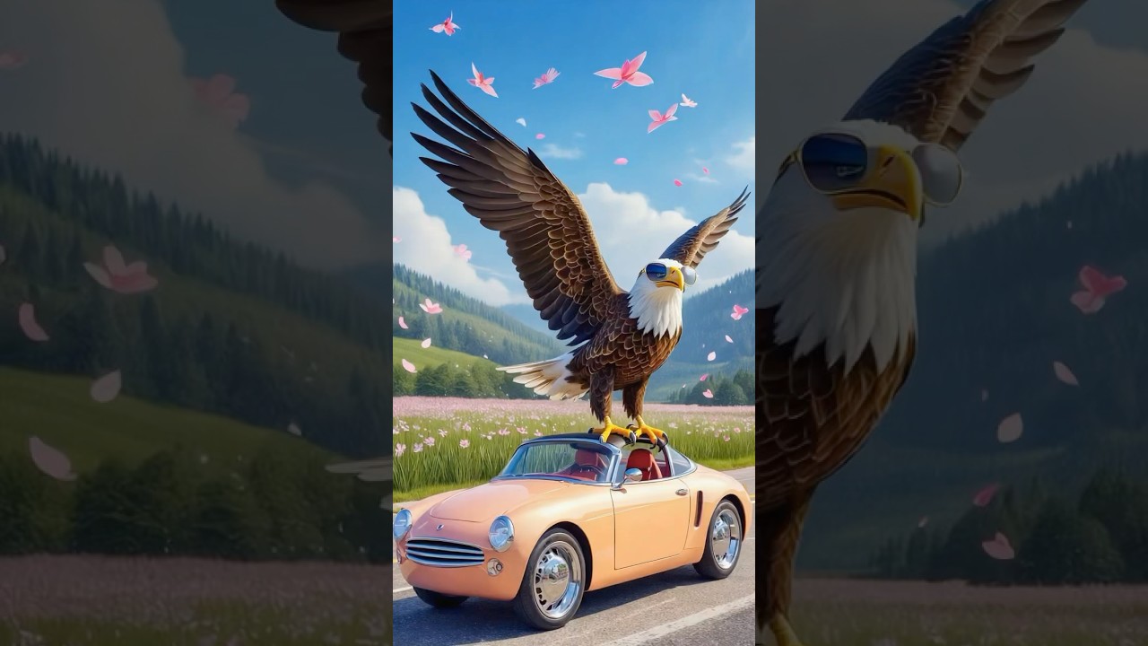 Epic Eagle Driving a Peach High Heel Car! 🦅👠🍑 | Pixar 3D Ultra Realistic