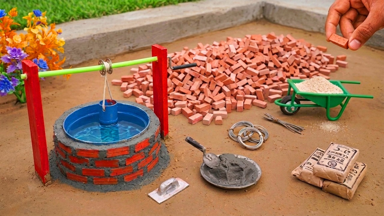 Mini Water Well Construction with Cement | Amazing Science Project | Water Well Irrigation System