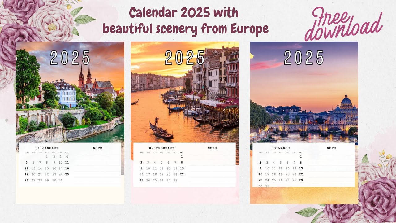 FREE Download 2025 Calendar with beautiful European Scenery