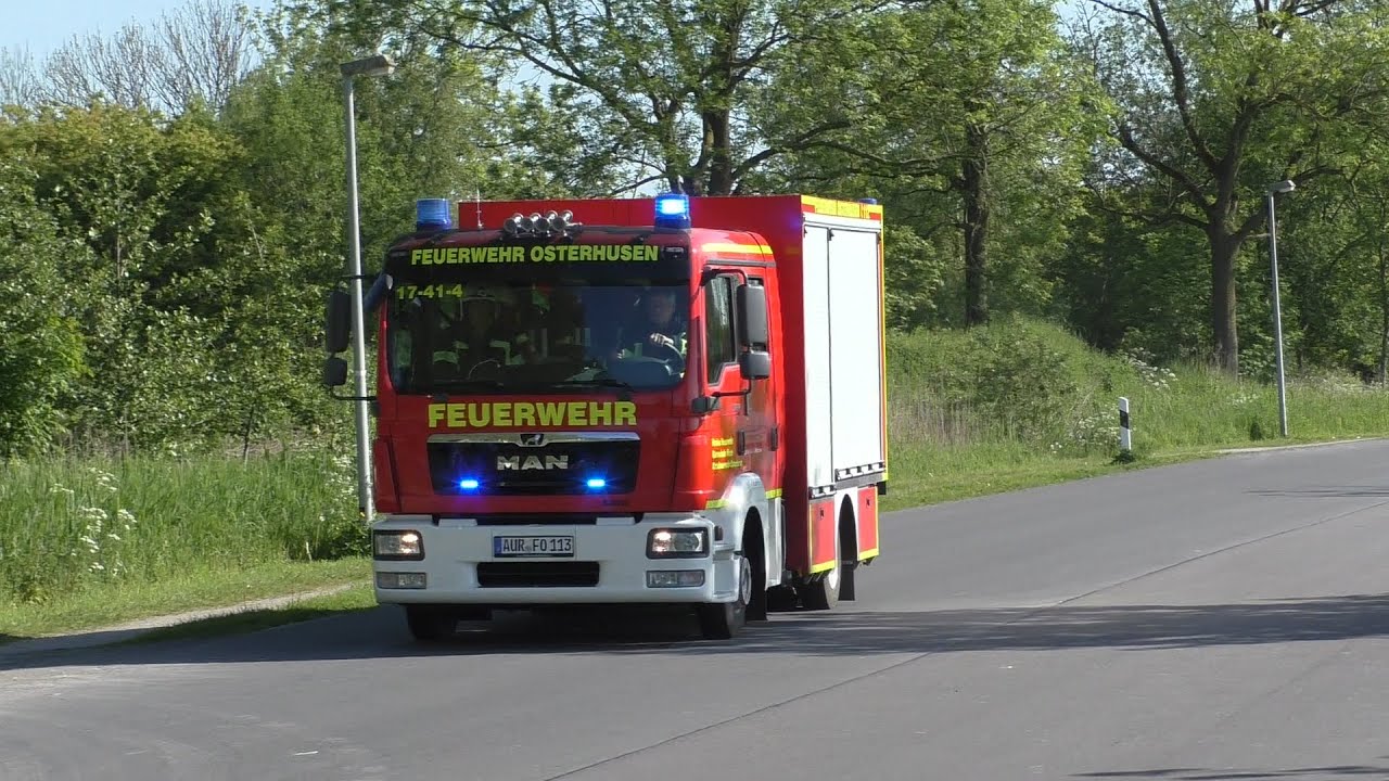 [Dachstuhlbrand in Westerhusen] Einsatzfahrten Feuerwehren und DRK Gemeinde Hinte + DLK HWB Emden