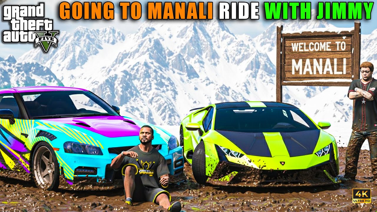 GTA 5 : GOING TO MANALI IN SNOW FALL WITH LAMBORGHINI HURCAN WITH JIMMY OMG!
