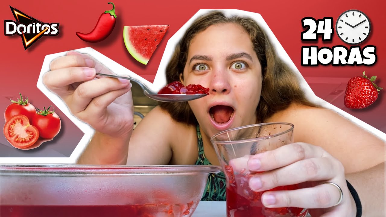 24 HORAS SÓ COMENDO COMIDA VERMELHA!!!