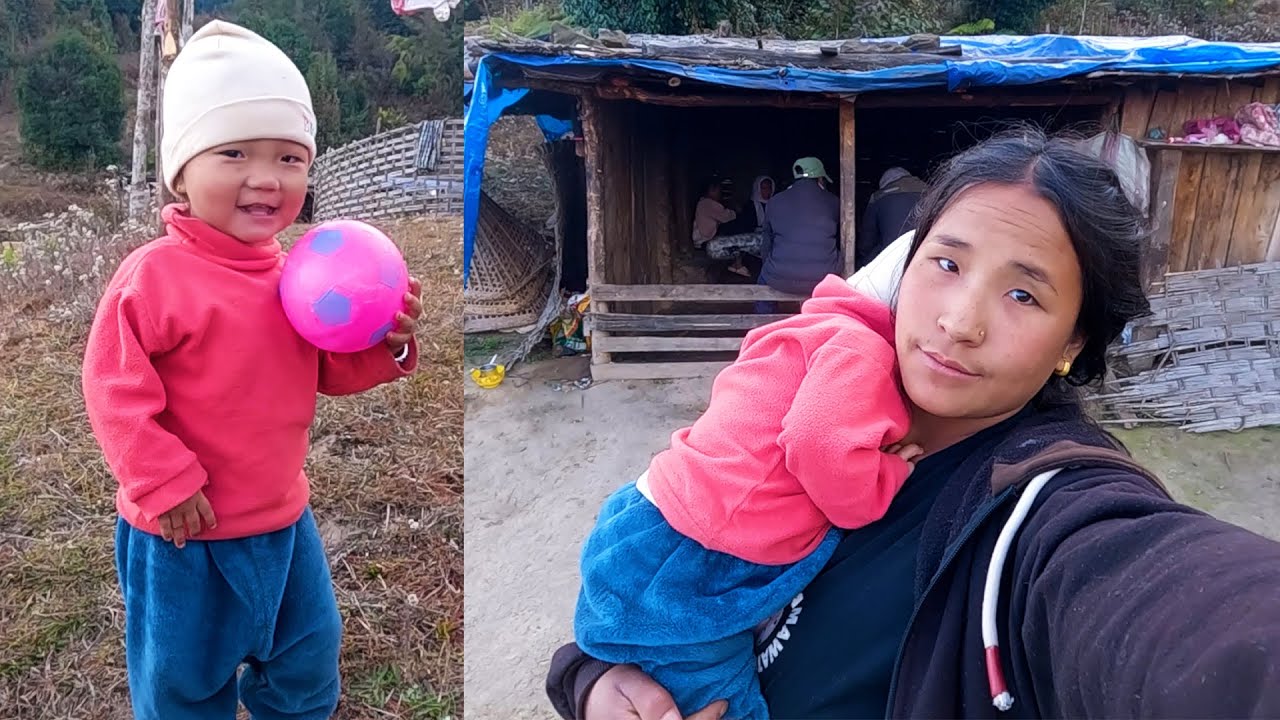 Mom & Baby UNISHA enjoying Shelter life@AloneAdhirajnepal @pastorallifeofnepal