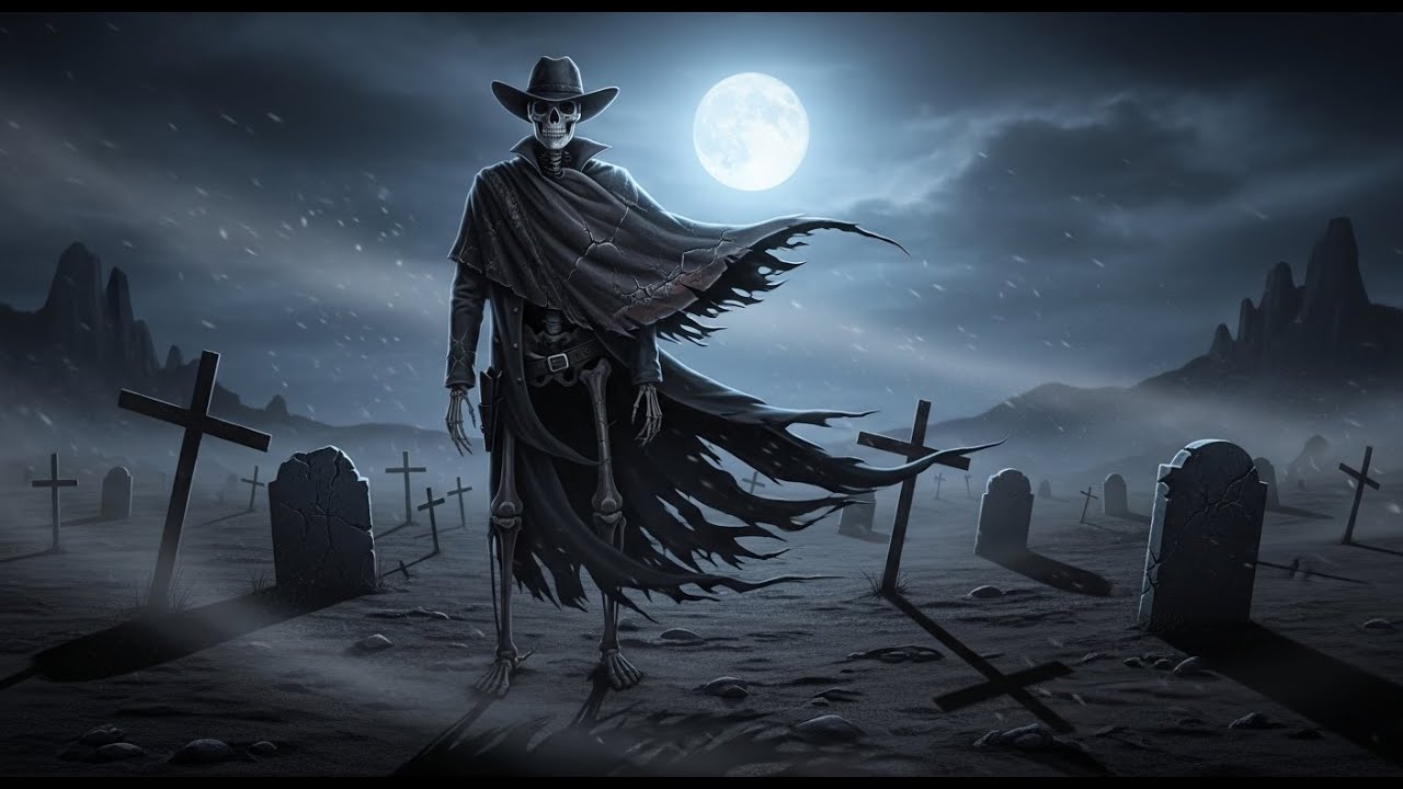 Gothic Western Whiskey Night – Skeletal Cowboy 4K