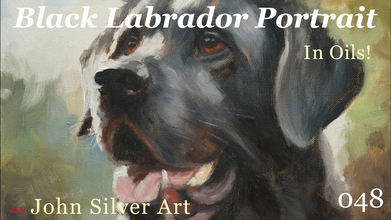 Painting a Black Labrador dog Portrait in Oils #oilpainting #impressionism #dogpainting #canineart