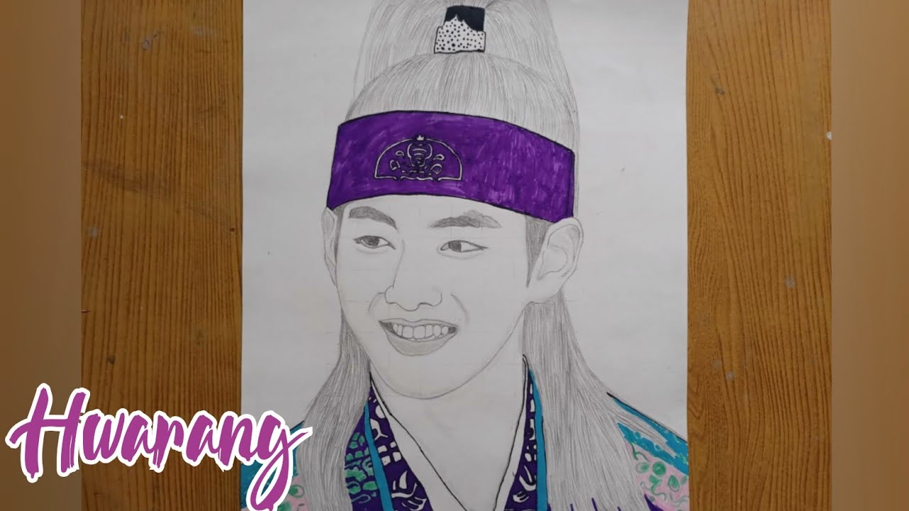 Drawing BTS -V(Taehyung)From Hwarang|Han-Sung drawing|Kim Taehyung sketch step by step tutorial|김태형
