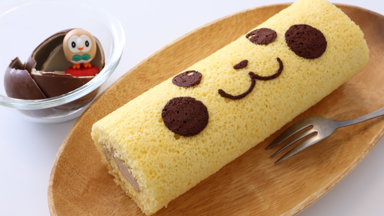 Pikachu Surprise Egg Chocolate Swiss Roll Cake Recipe