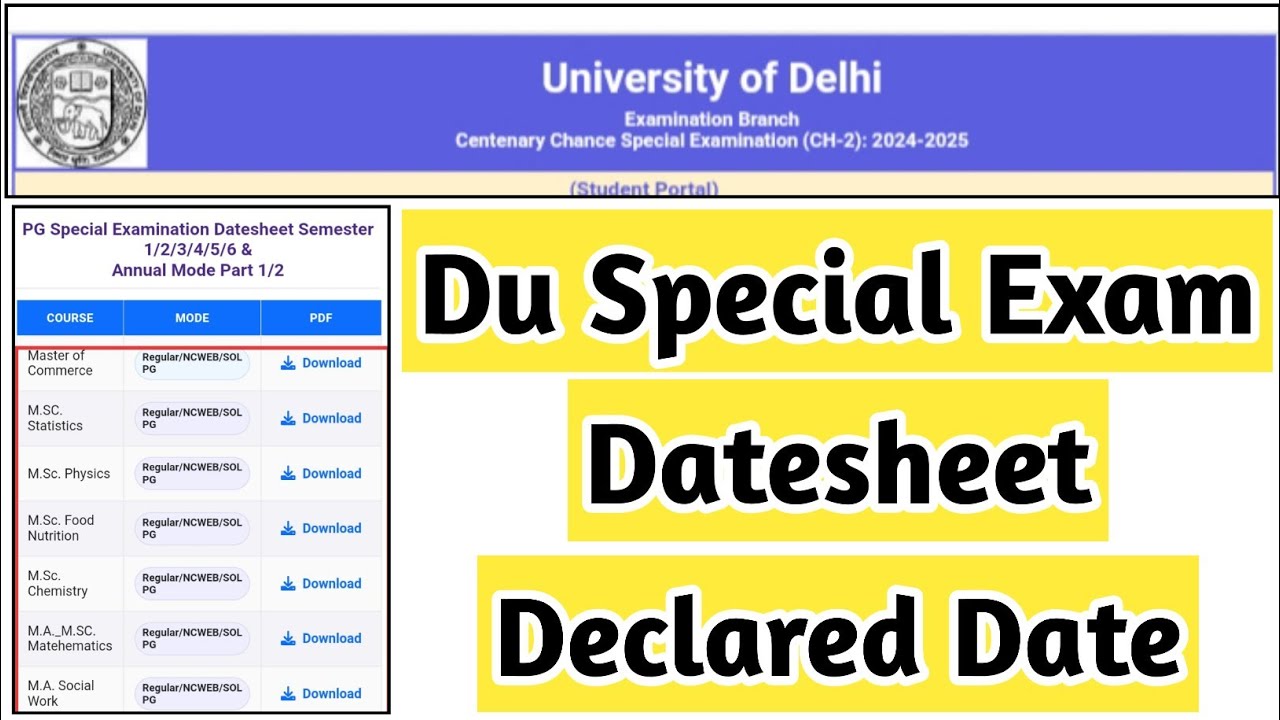 Du Special Exam Datesheet Declared Date | Ran2goal (DU SOL) #du #sol #exam #dec #marksheet