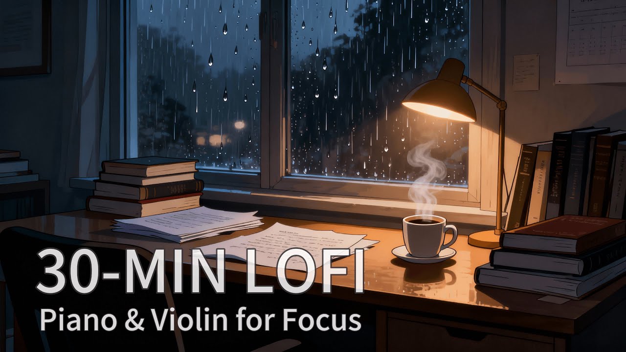 Rainy Night Lofi ☔ Warm Piano Music for Studying, Reading & Deep Focus