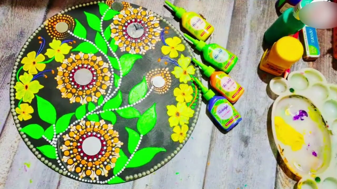 Beautiful MdF  Wall Decor Idea Using Dotting Tools N Mirrors#diyideas #diycrafts #craft #craftideas