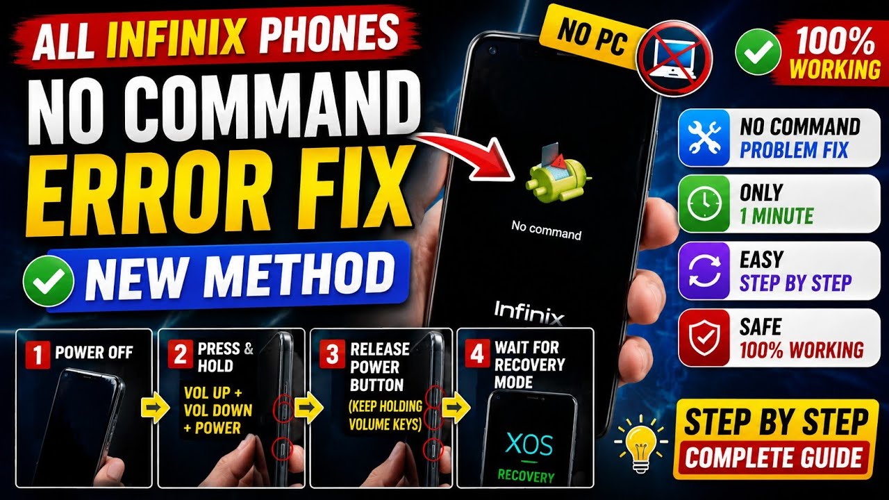 All Infinix Phones No Command Error Fix | No Command Problem Solution | Easy Recovery Mode Method