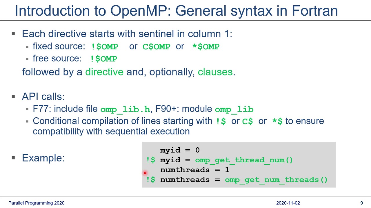 Parallel Programming 2020: Lecture 4 - Basic OpenMP