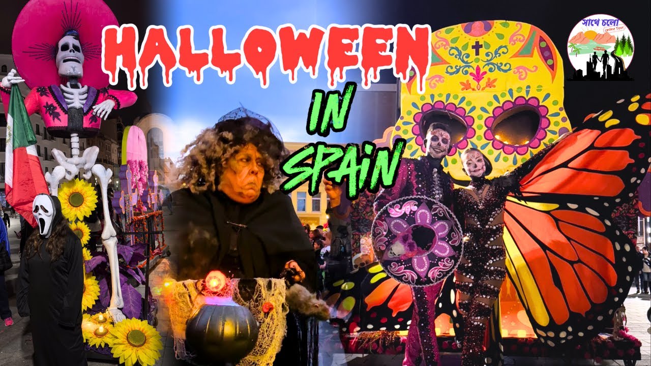 Halloween in Spain 2024 😱 Thrilling Halloween Parade 🎃👻 Sathe Chalo #halloween #europe #parade
