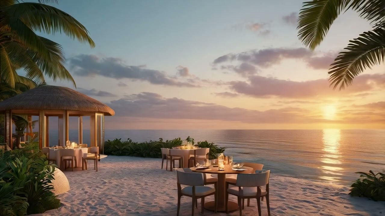 Romantic Jazz & Ocean Sunset &mdash; Candlelight Beach Dinner | Relaxing Background Music