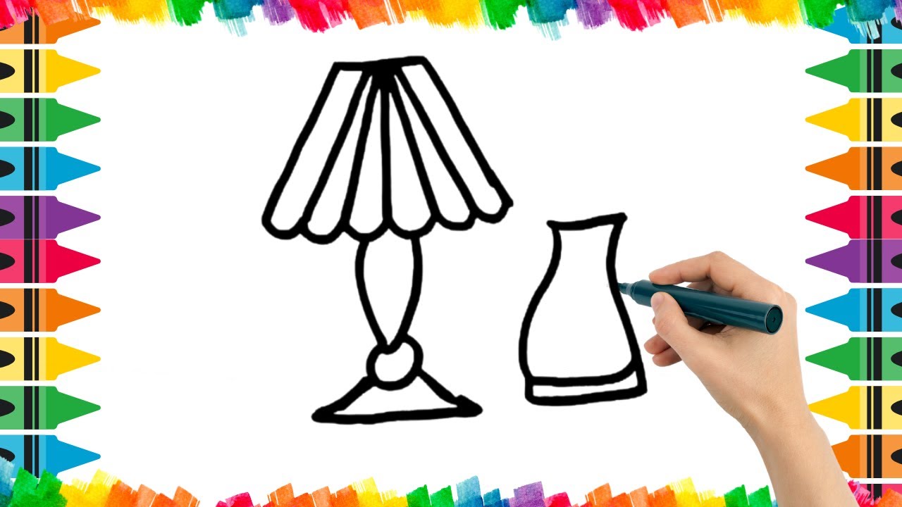 How To Draw Cute Lamp Drawing, Painting & Coloring For Kids and Toddlers_ Child Art 🐋🌈🎨