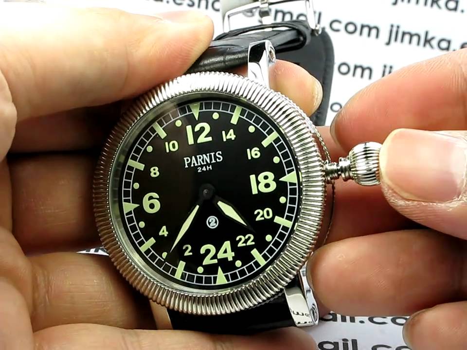 PARNIS V3 47MM CASE 53MM TO CROWN HANDWIND MVT BLACK DIAL WATCH