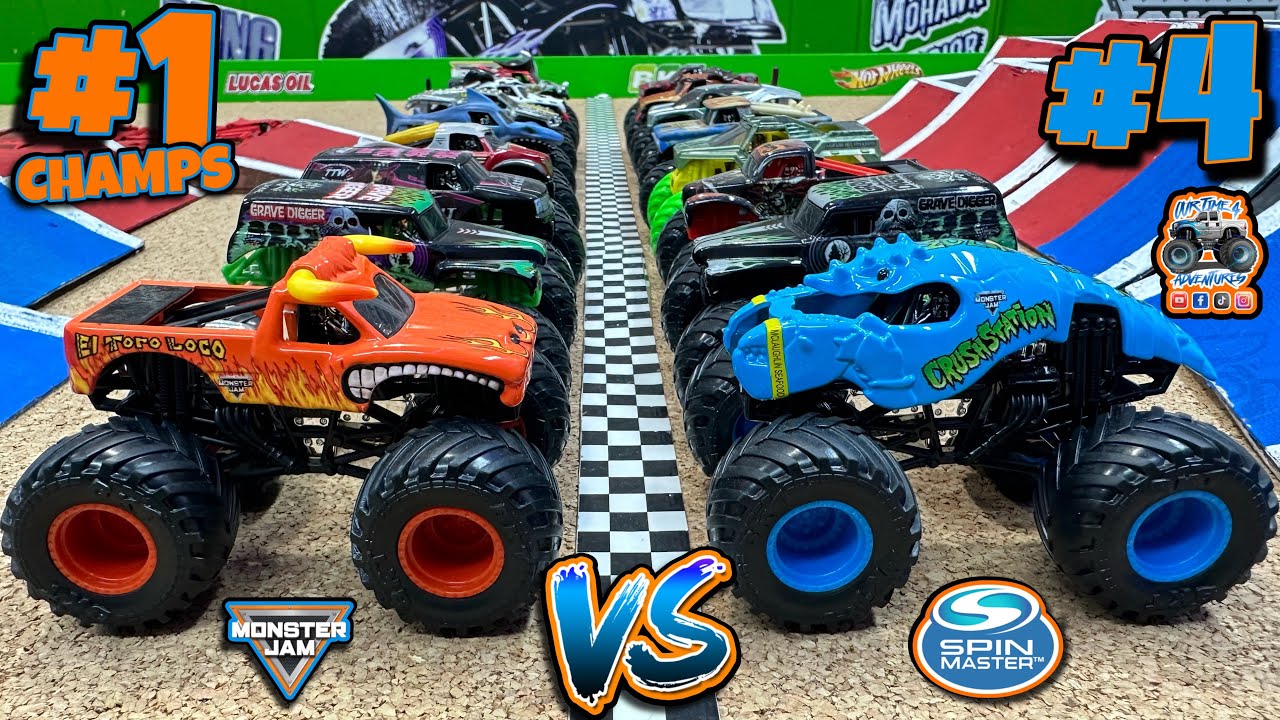 Toy Diecast Monster Truck Racing Tournament | Throwback Race #3 | MonsterJam 2019 Series #1 🆚 #4