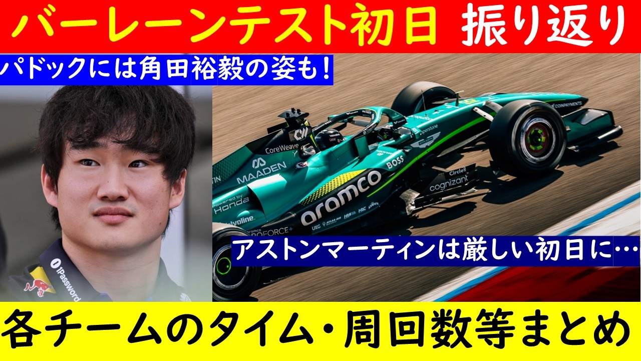 アストンマーティン・ホンダは厳しい初日…F1 2026バーレーンテスト初日振り返り！～レッドブルのパドックには角田裕毅の姿も！～【eruzuF1情報局】#F1 #formula1 #角田裕毅