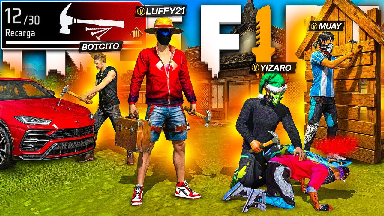 RETO: SOLO PODEMOS GANAR USANDO EL MARTILLO en FREE FIRE 🔨🤣  Equipo Mariposa 