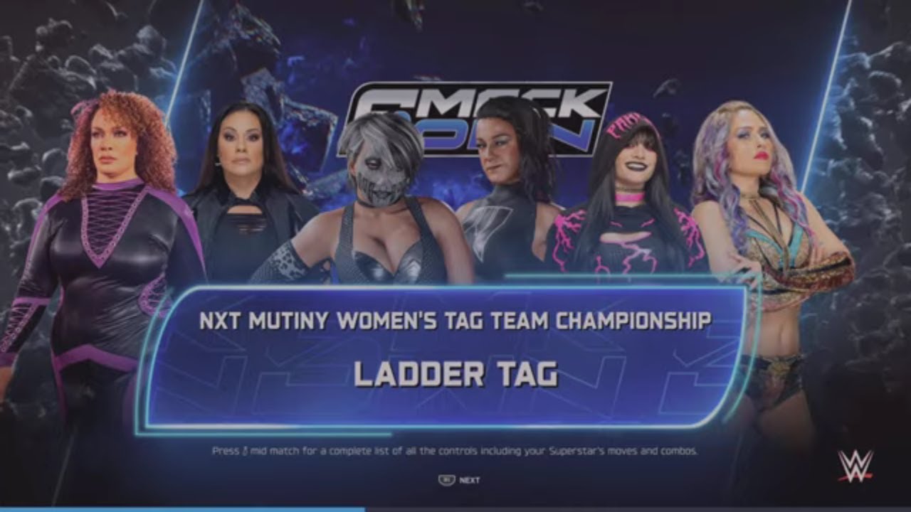 WWE 2K25 Asuka, Bayley VS Nia, Tamina, Paxley, Giulia Ladder Match NXT Mutiny Women's Tag Tittles