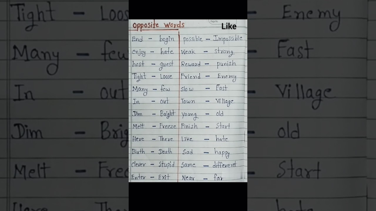 opposite words.. English grammar.#kidslearningshow
