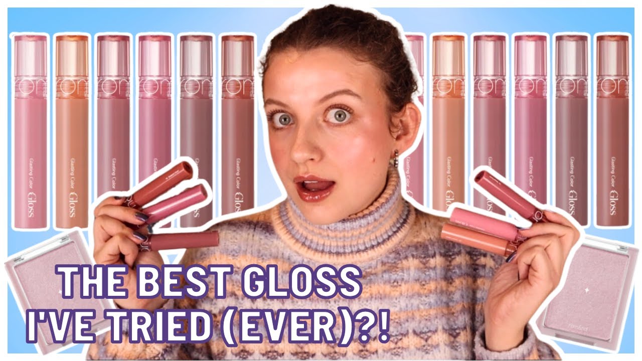 Образцы и обзор всех оттенков блеска для губ Romand Glasting Color Gloss + прозрачного хайлайтера...