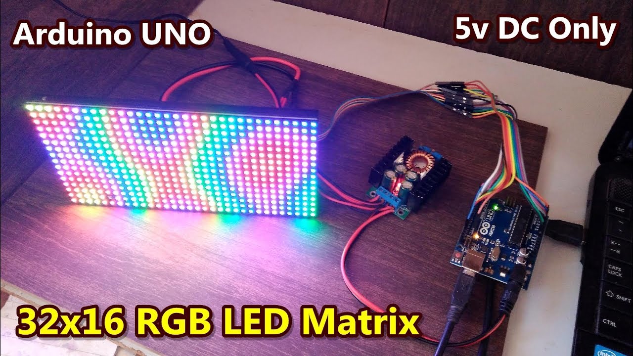 32x16 RGB LED matrix display with Arduino UNO microcontroller | POWER GEN