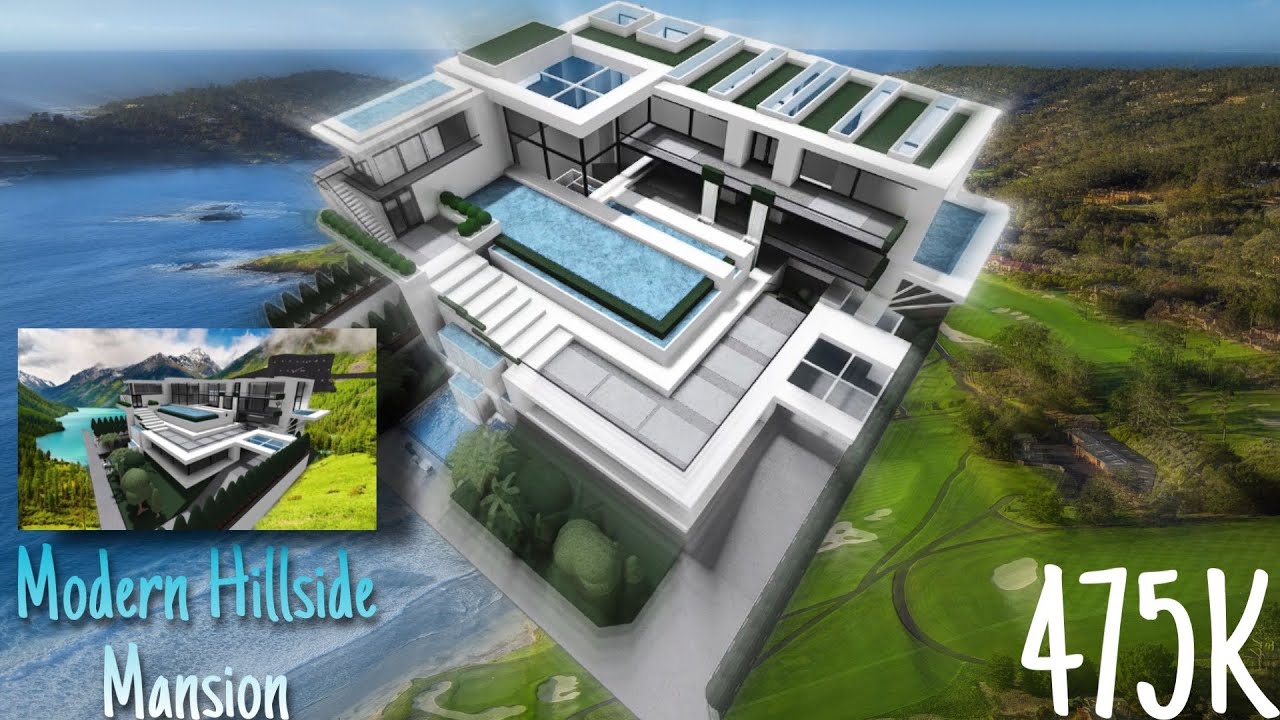 Modern Hillside Mansion TOUR + Part 2 | NO LARGE PLOT | Bloxburg