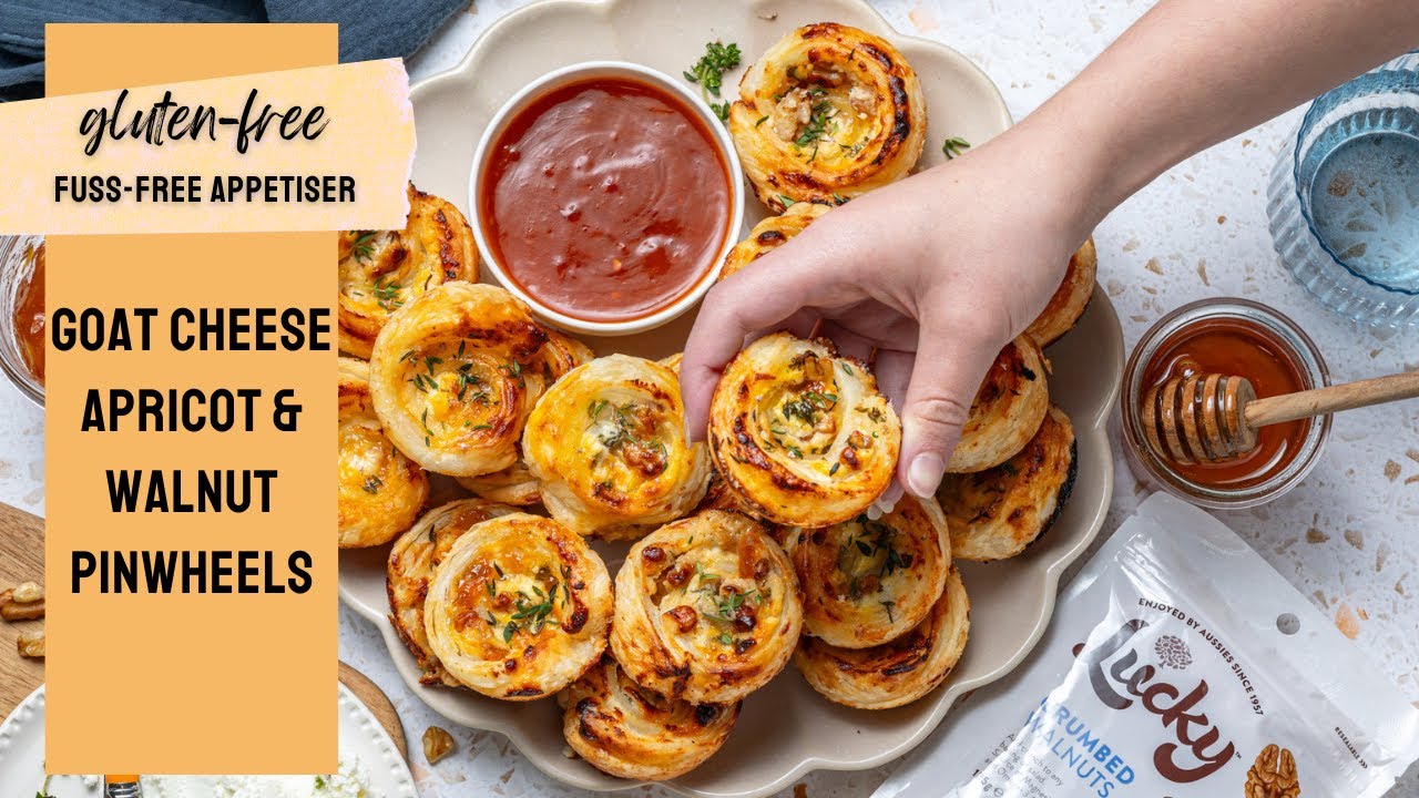 Goat Cheese, Apricot, and Walnut Pinwheels (gluten-free)