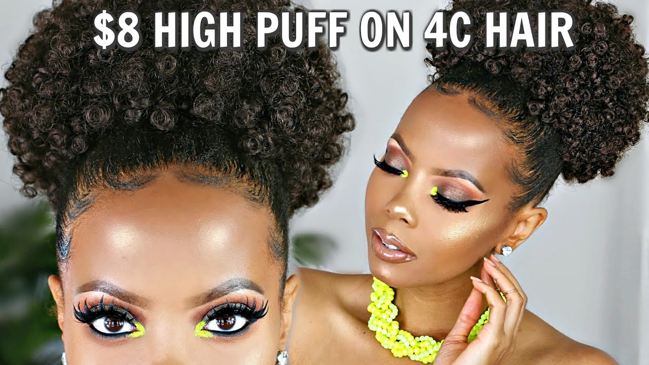 $8 AFRO PUFF QUICK EASY MASSIVE HIGH PUFF UPDO |4C NATURAL HAIRSTYLE + MOISTURE RETENTION| TASTEPINK