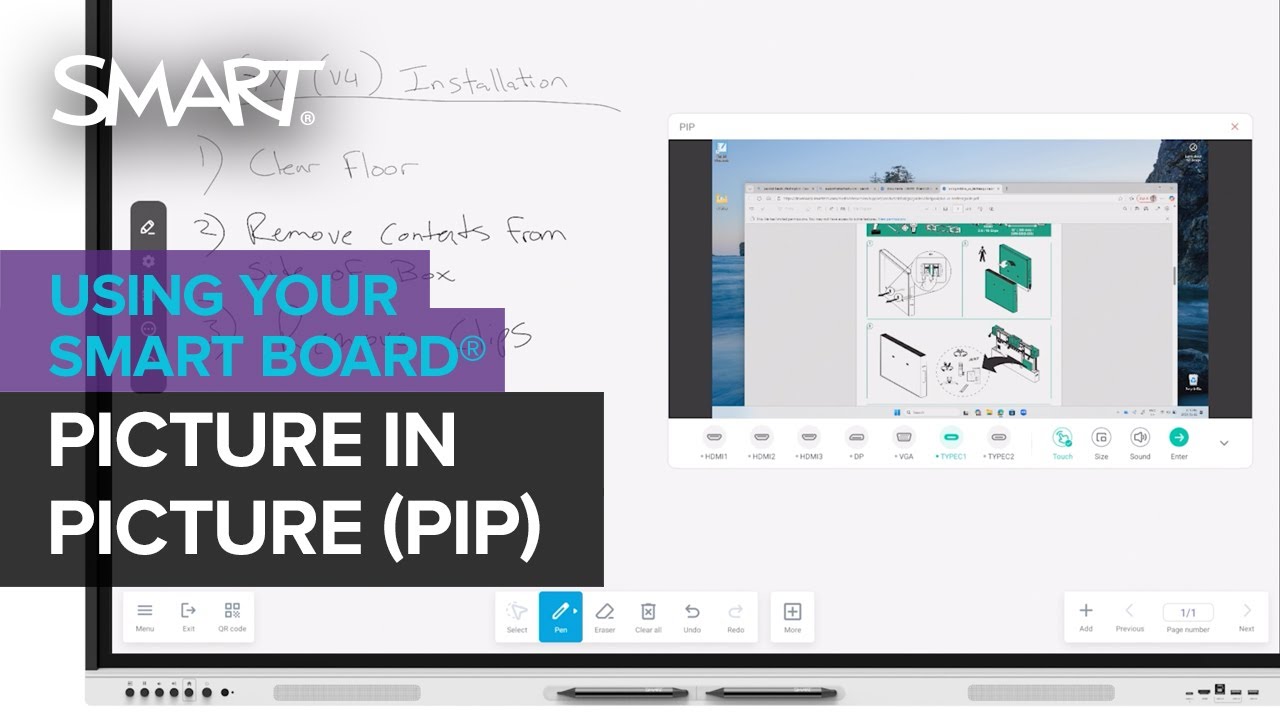 Как использовать функцию «Картинка в картинке» (PIP) на интерактивной доске SMART Board GX (V4) P...