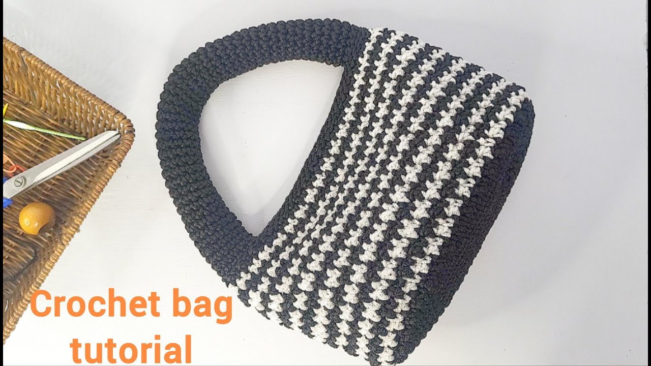 Crochet bag for beginners - houndstooth crochet bag  pattern