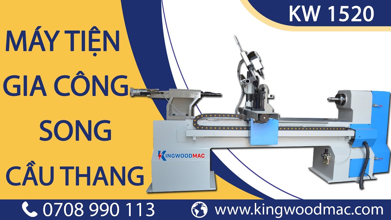 M&aacute;y tiện gia c&ocirc;ng song cầu thang KW-1520 I M&aacute;y tiện gỗ cnc