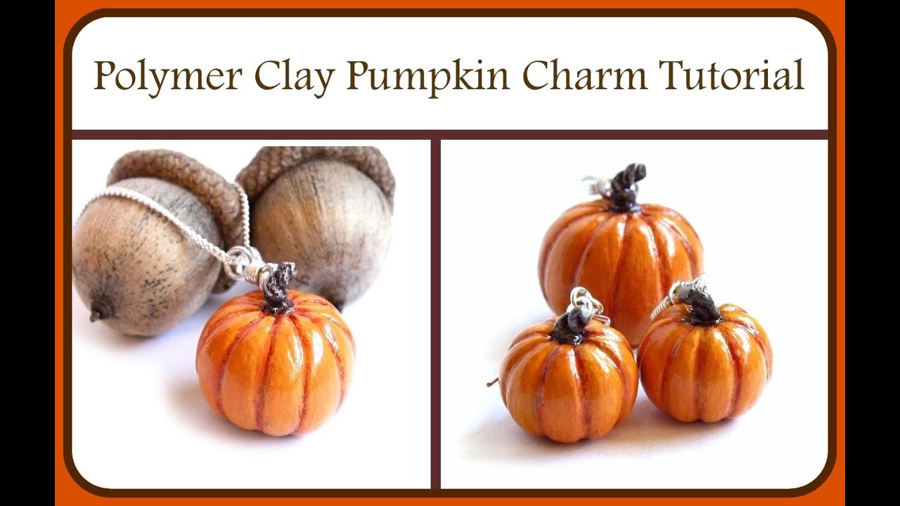 How to Make a Polymer Clay Pumpkin Charm / Bead : Thanksgiving Harvest DIY Jewelry