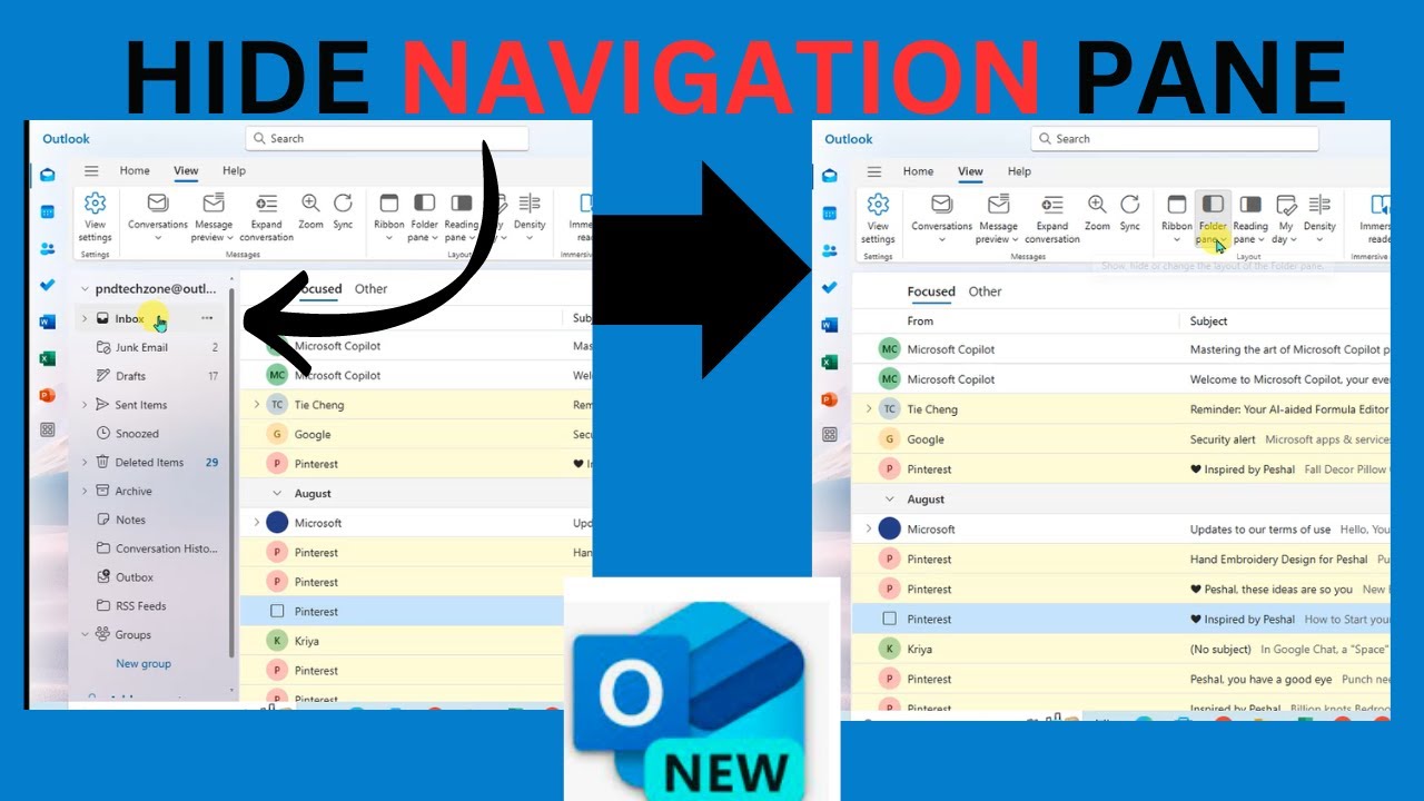 How To Hide Navigation Pane In New Outlook