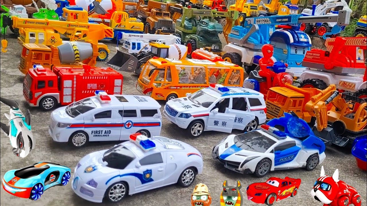 Unboxing New Energy RC Police Car, Mini RC Racing Car, Multi-function Car Bus,RC City Rescue Truck