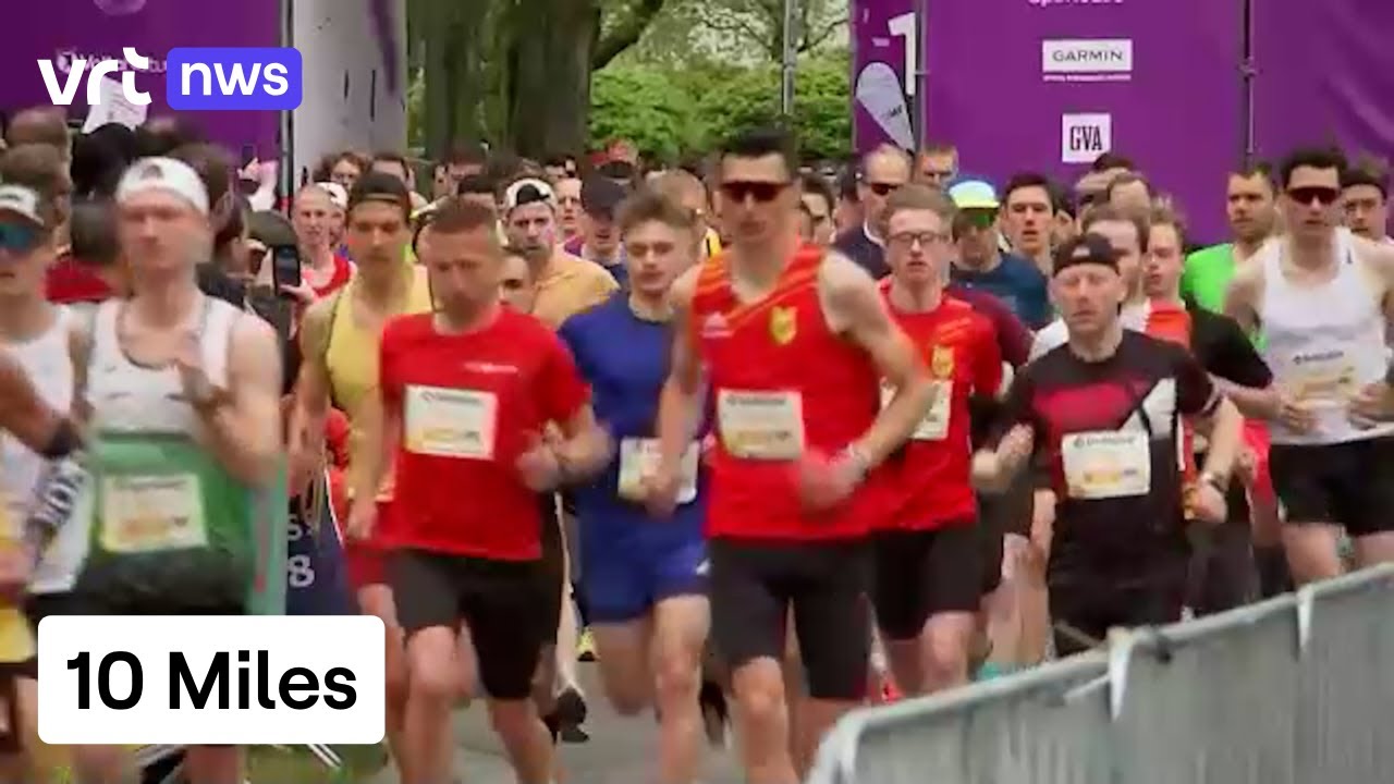 Opluchting aan de finish van de 10 miles: 