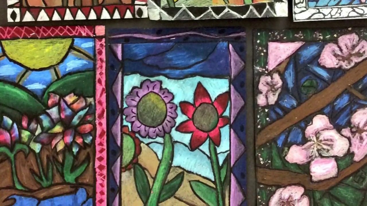 Faux Stained Glass Flowers (drawing intro only/ for classroom use)