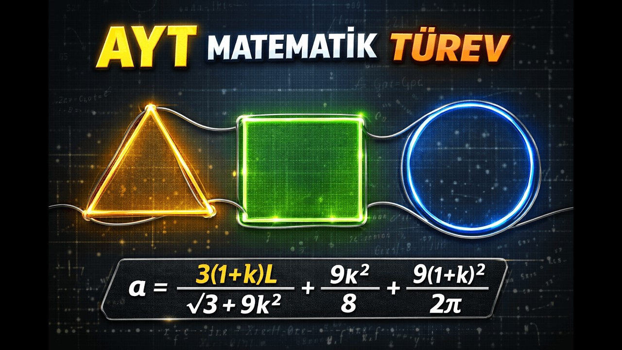 AYT Matematik | Tek Bir Tel ile Maksimum Üçgen Kare Çember Alanı | Türev