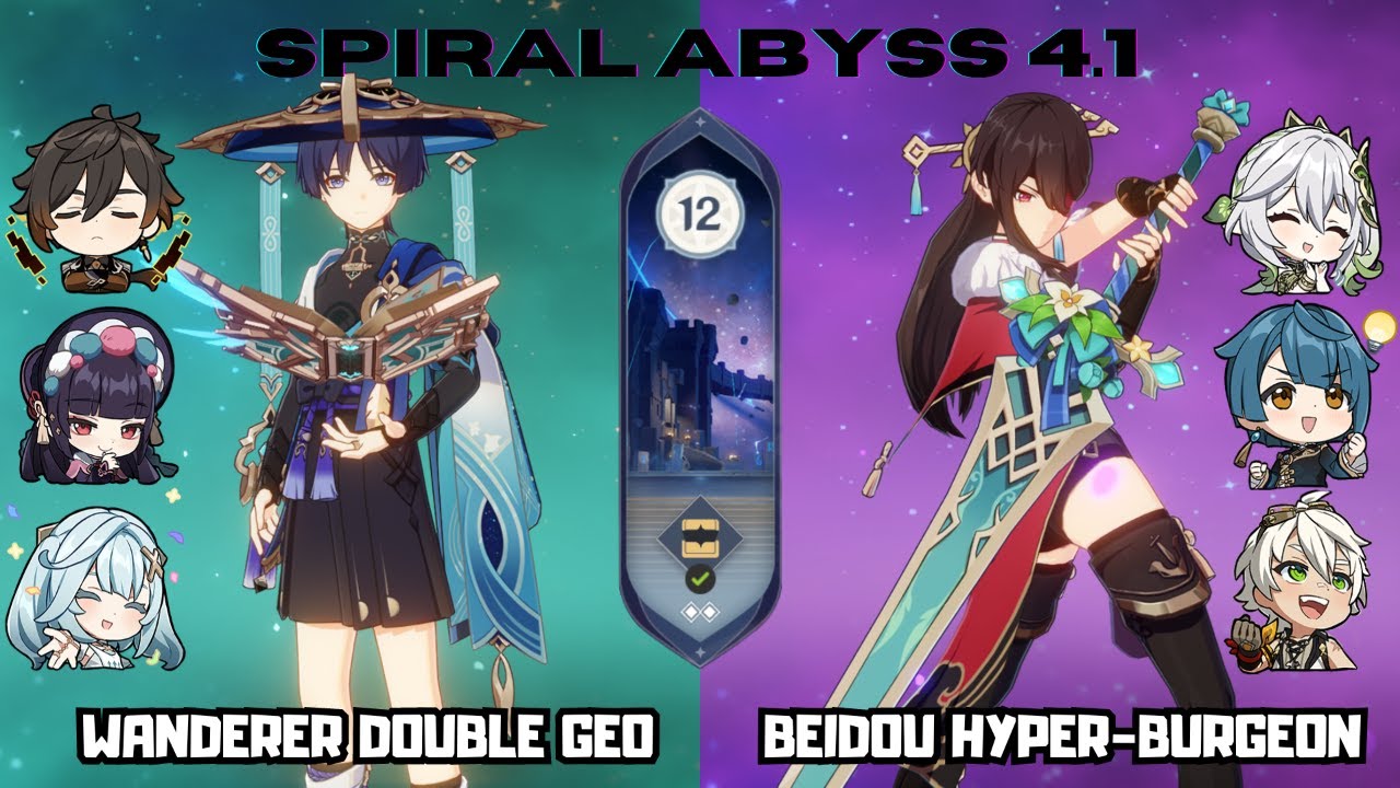 C0 Wanderer Double Geo & C6 Beidou Hyper-Burgeon | 4.1 Spiral Abyss Floor 12 | Genshin Impact