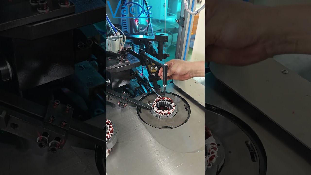 Vacuz 2 Side Automatic Table Fan Motor Stator Coil Wire Tie Binding Lacing Machine For Sale