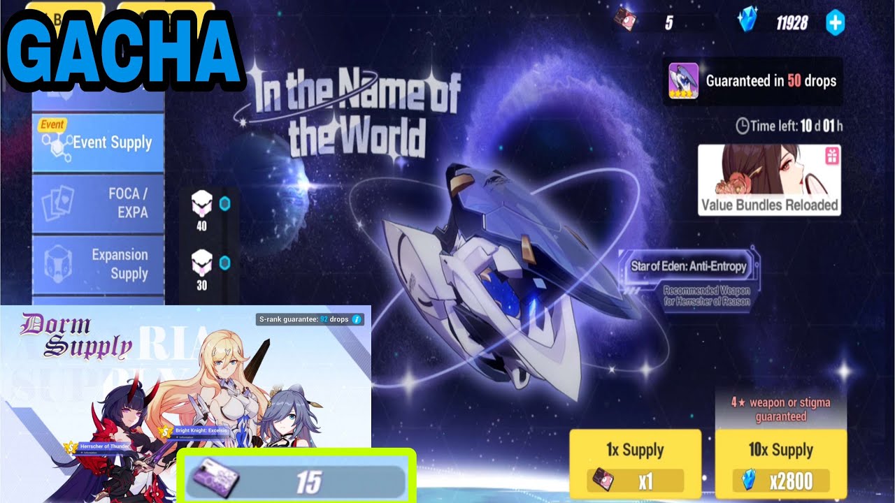 Getting The Star Of Eden And Spend Some Of My Dorm Supply! | Gacha | Honkai Impact 3rd 6.1