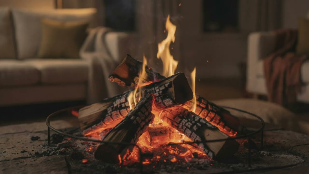 Gentle Fire Indoors 🔥 Warm Crackling Sounds | 9 Hours Deep Relaxation, Sleep & Focus