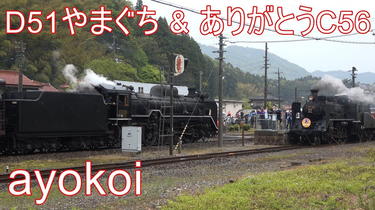ありがとうC56 & D51やまぐち SL同士の共演 篠目駅交換