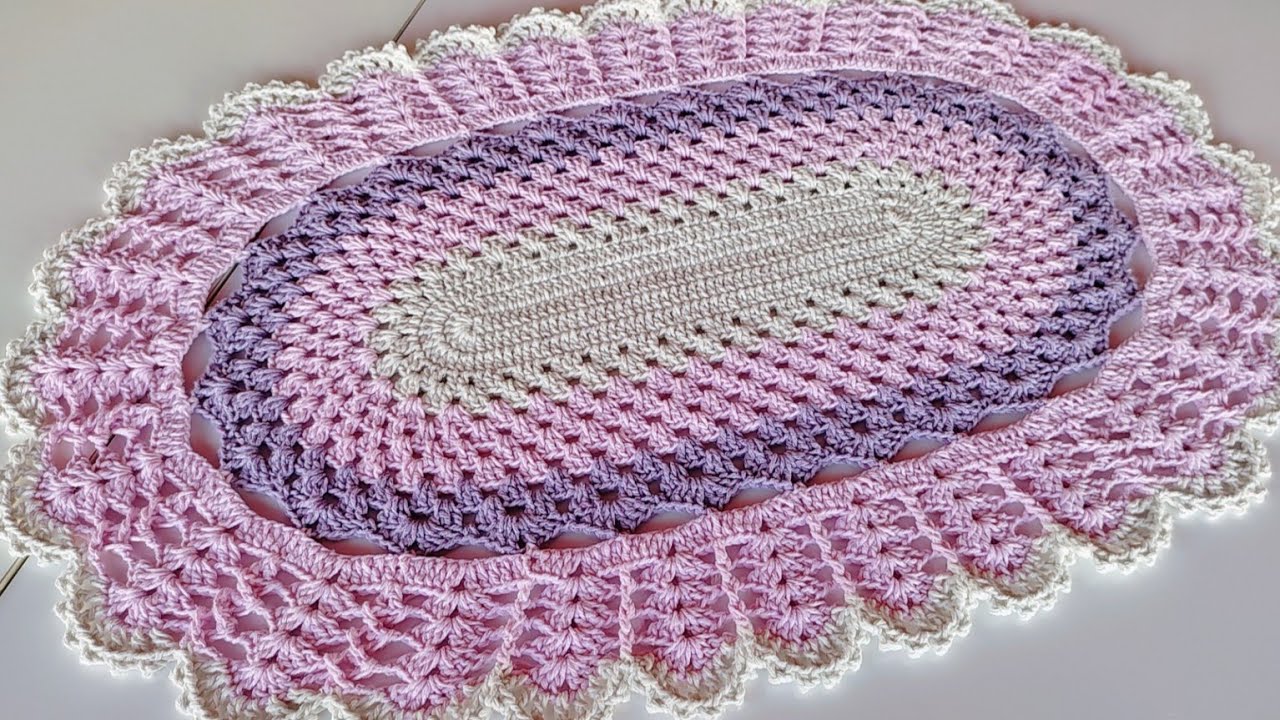 tapete oval em crochê modelo princesa, simples, rápido e fácil