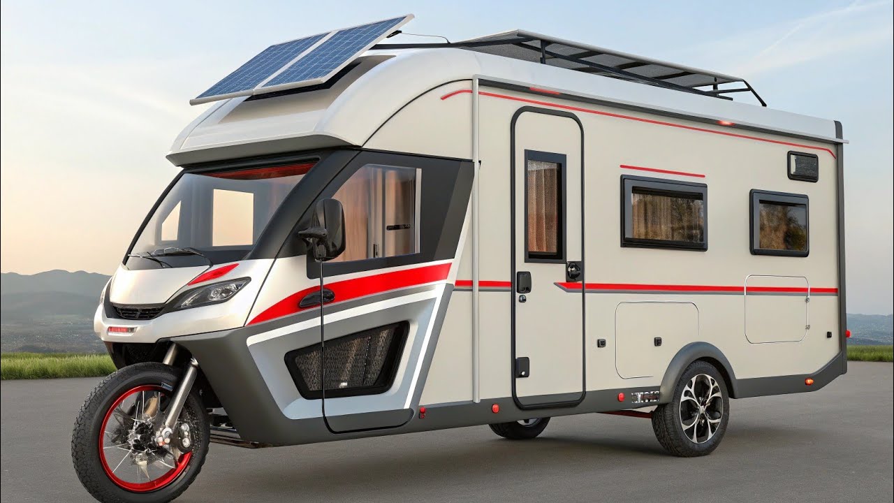 🚐🏍️⚡ 2026 Futuristic Three-Wheel Electric Tricycle RV Camper | Ultra Modern EV Motorhome