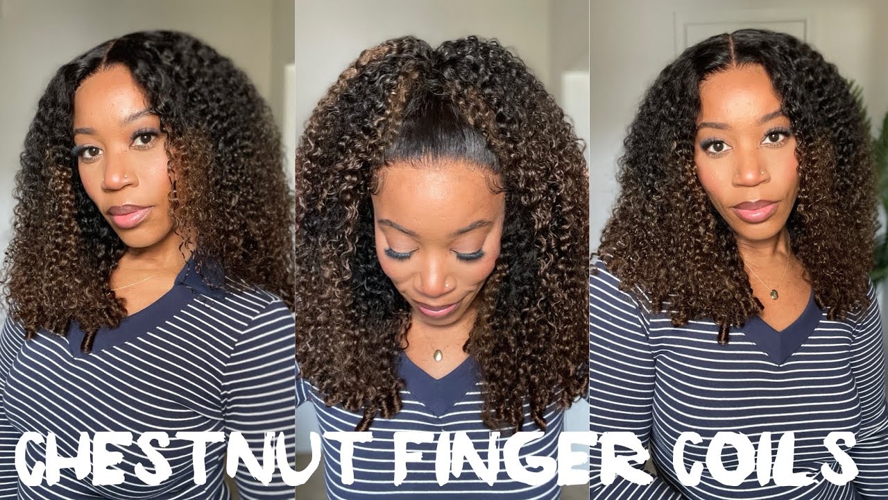 Natural JUICY Curls | 7x5 Ombré Chestnut Brown Finger Coil Ends | Beginner Approved Ft. Klaiyi Hair
