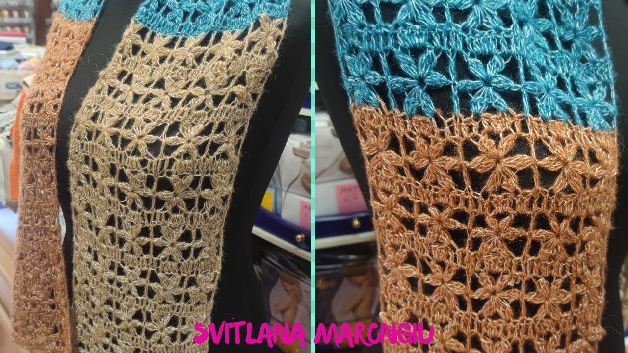 Sciarpa Bellicia all'uncinetto - Sciarpa Traforata con il motivo floreale all'uncinetto