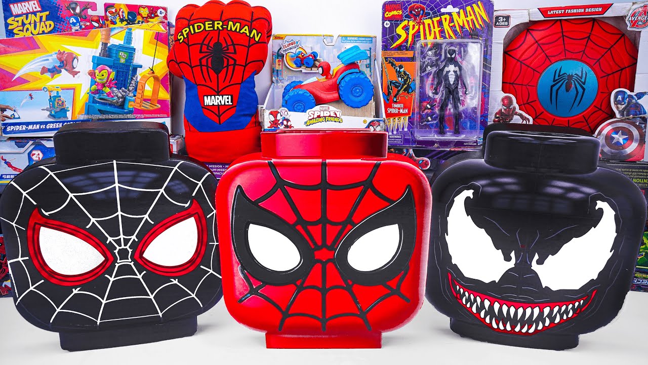 Marvel Spiderman Toys Unboxing Review | Marvel Spiderman vs Venom Head Lego Box | Spider Man Masks